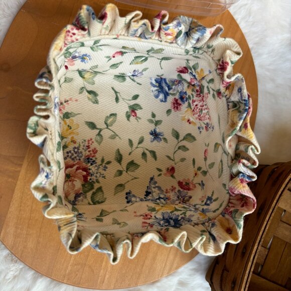 Vintage Longaberger Spring Floral Tarragon Basket Set With Protector Liners - Picture 11 of 16